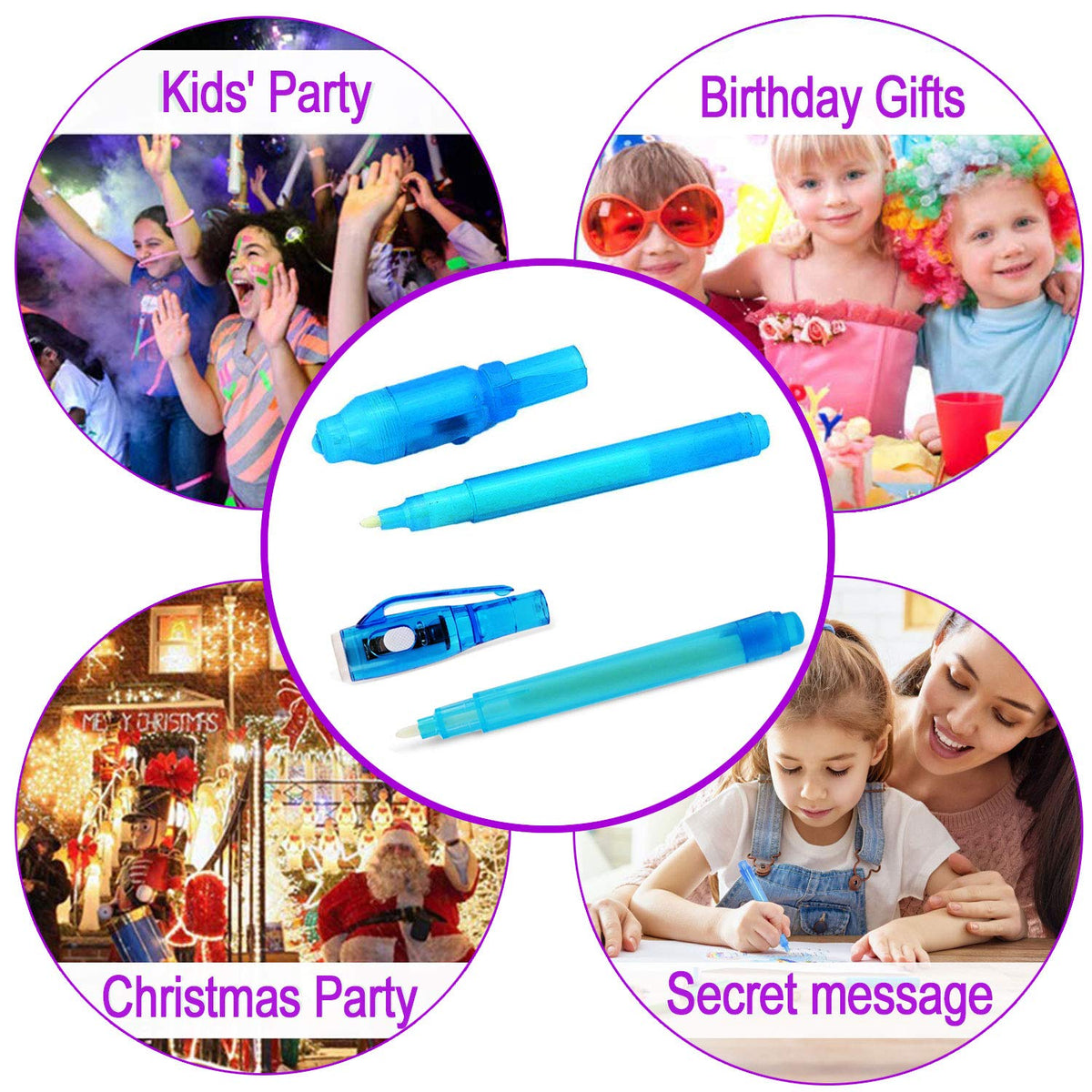 32 Pack 2 Style Invisible Ink Pen with UV Black Light Secret Spy Pens | Secret Messages for Halloween , Magic Disappearing Ink Markers School Supplies Kids 4-8, 8-12 Party Favors Boy Girl Exchang