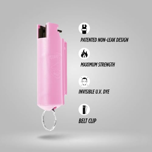 Guard Dog Security Quick Action Pepper Spray Self Defense Keychain, Maximum Strength 1.44 MC, OC Spray, 16-Foot Range, Twist-Lock Safety, Belt Clip for Easy Carry for Women and Men, Made in USA