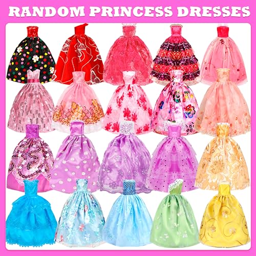 138 Pcs Doll Clothes and Accessories, 5 Wedding Gowns 9 Fashion Dresses 3 Tops 3 Pants 3 Bikini Swimsuits 20 Shoes for 11.5 inch Doll Christmas Stocking Stuffers Girls Gift Age 5-7 8-10