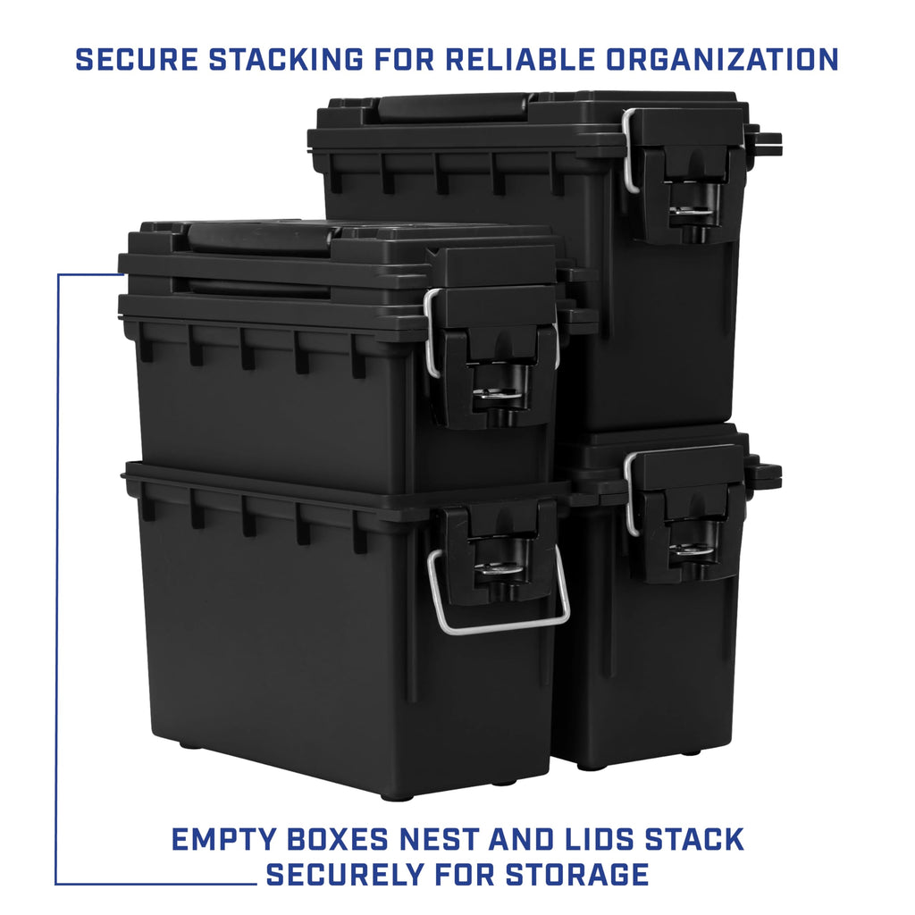Sheffield 12629 Ammo Box Made in USA, Stackable Lockable Ammo Storage Box | Lockable Storage Box, Water and Dust Resistant Dry Box, Secures Hunting Gear, Gun Accessories, Supplies, and Bullets