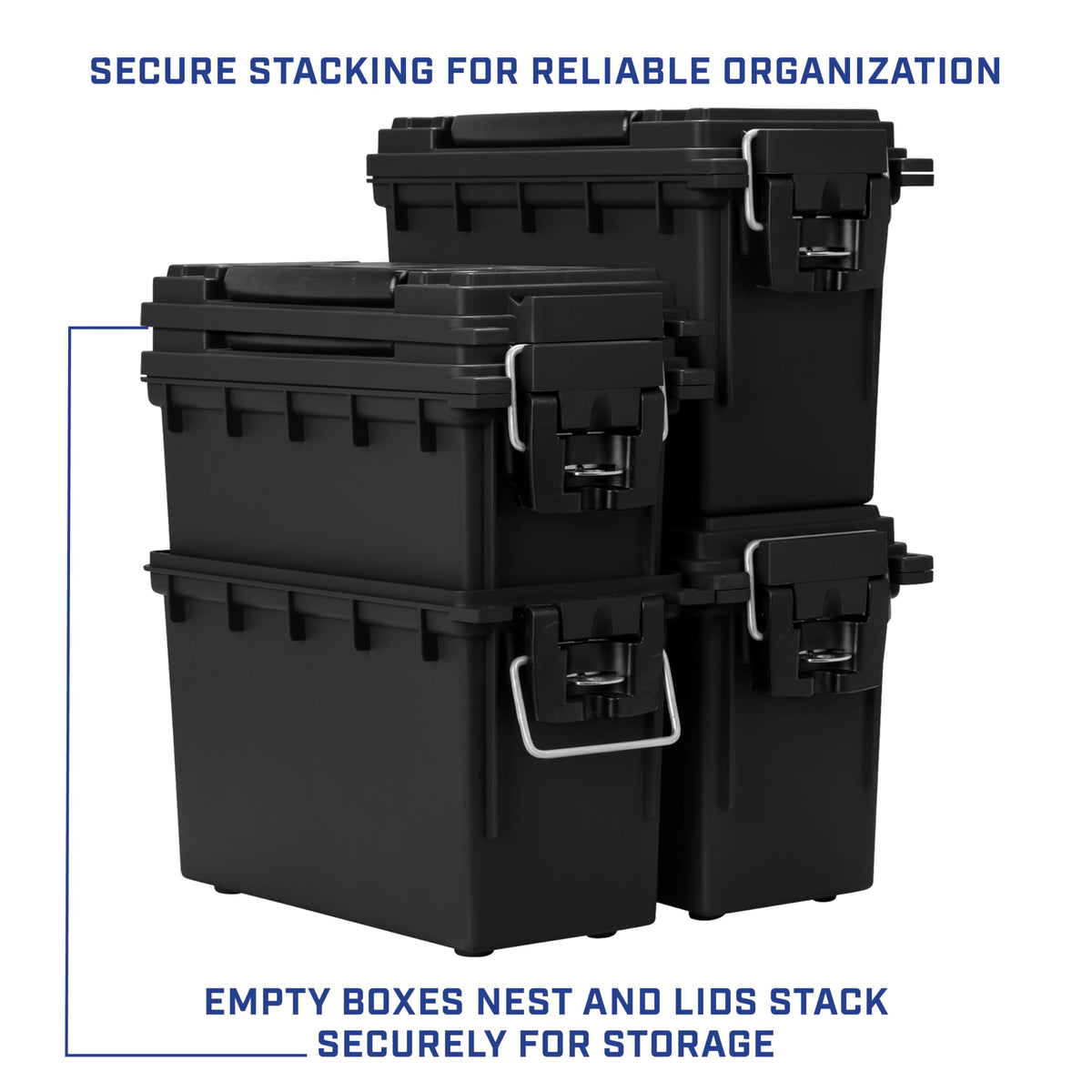 Sheffield 12629 Ammo Box Made in USA, Stackable Lockable Ammo Storage Box | Lockable Storage Box, Water and Dust Resistant Dry Box, Secures Hunting Gear, Gun Accessories, Supplies, and Bullets