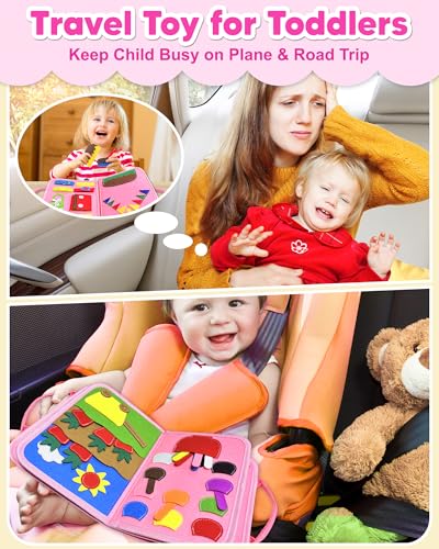 Exorany Busy Board Montessori Toys for Toddler Girl Birthday Gift Busy Book | Airplane Car Travel Toy, Learning Educational Toys, Activity Book, Toddler Activities, Sensory Toys, Fine Motor Skills
