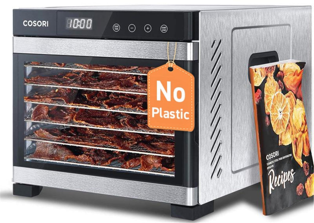 Cosori Food Dehydrator, 6 Stainless Steel Trays with 6.5 ft² Drying Space | Extra Large, 95-165°F Precision Control, 600W Faster Drying, Horizontal Airflow, Quiet Operation under 48 dB, 48H Timer