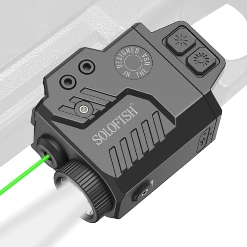 Solofish 800 Lumens Pistol Light Laser Combo | Strobe Function for Green Laser and Tactical Light with Adjustable Rail Fits Guns w/ Rail