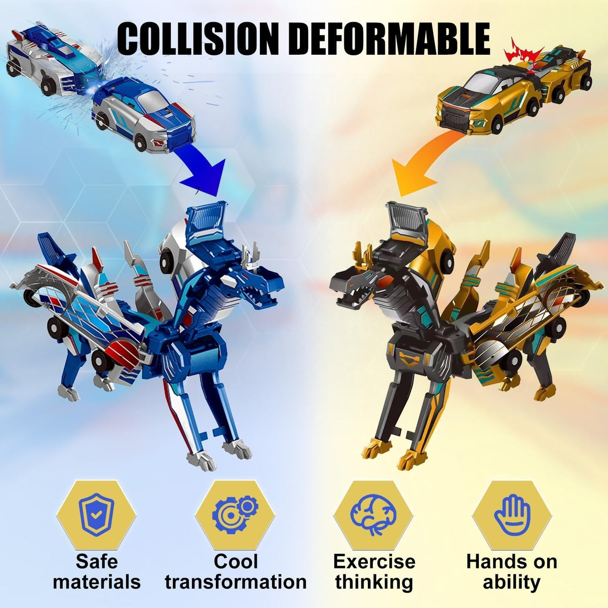 🎁✨ Collision Transforming Dinosaur Car Toy