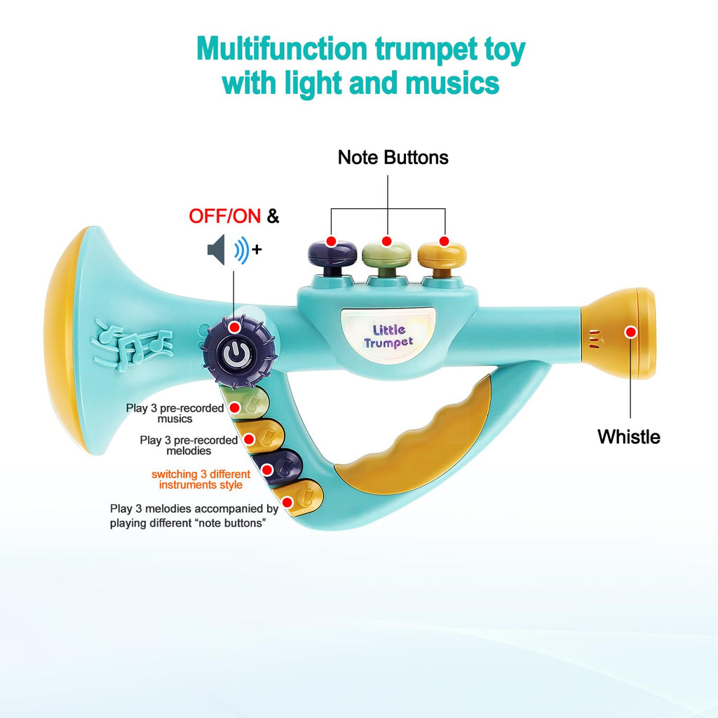 Toddler Musical Instruments Toy, Trumpet, Harmonica, Recorder Flute for Kids Baby, Musical Toys Set for Children Boys Girls Ages 2 3 4 5