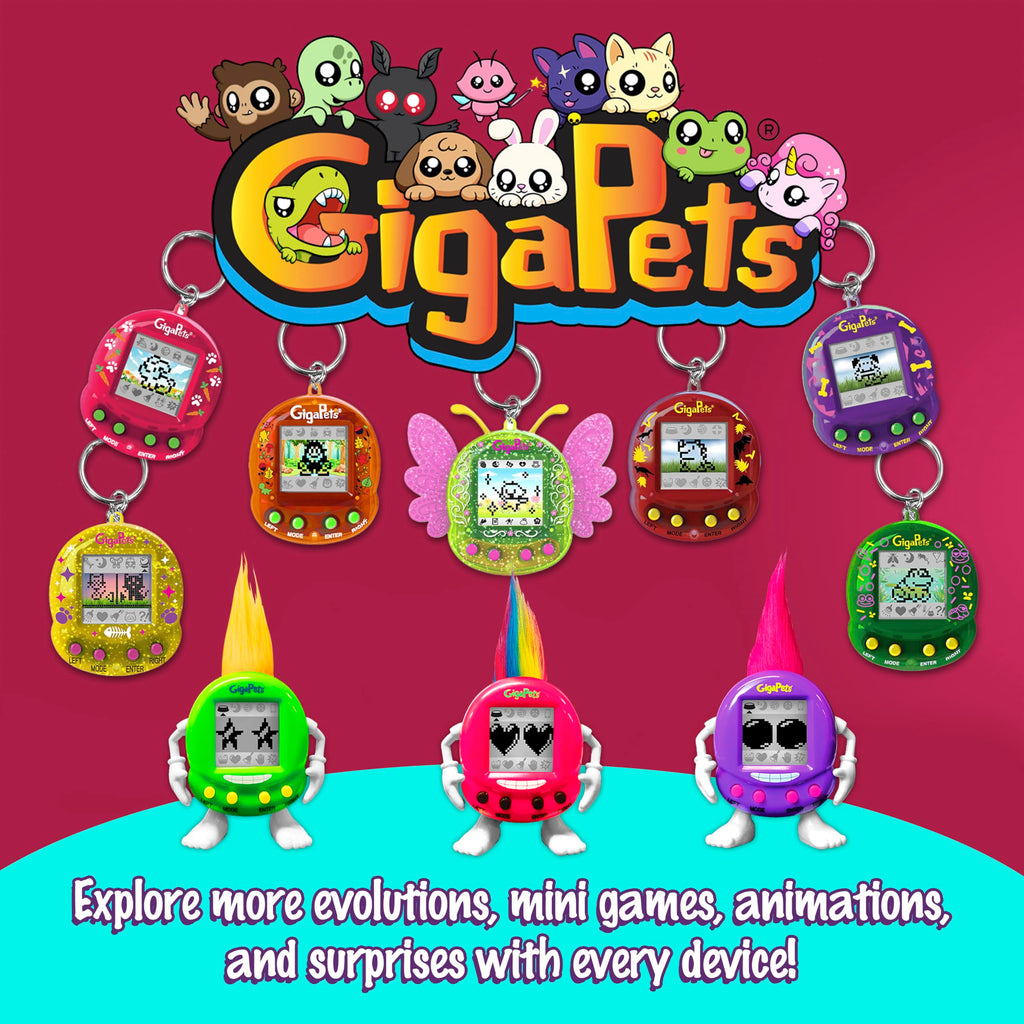 Giga Pets Interactive Digital Pet Toy, Boys & Girls, Unicorn, Ages 6+ | Virtual Pets for Boys and Girls Toy, 600+ Animations, App-Free Activities for Travel and Nostalgic 90s-Inspired Gifting