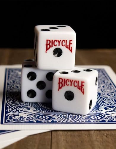 Bicycle 5 Dice Set Six Sided D6 Standard Game White Black 16 mm | Premium quality, Made with recycled and sustainably sourced materials, 5 count