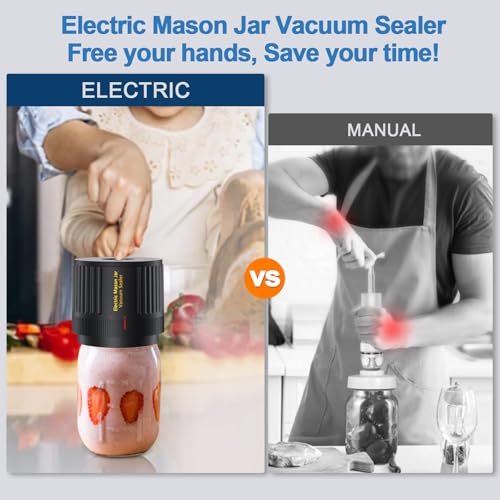 LOVE MOMENT Electric Mason Jar Vacuum Sealer Kit with One Touch Auto-Pause | for Wide Mouth and Regular Mouth Mason Jar