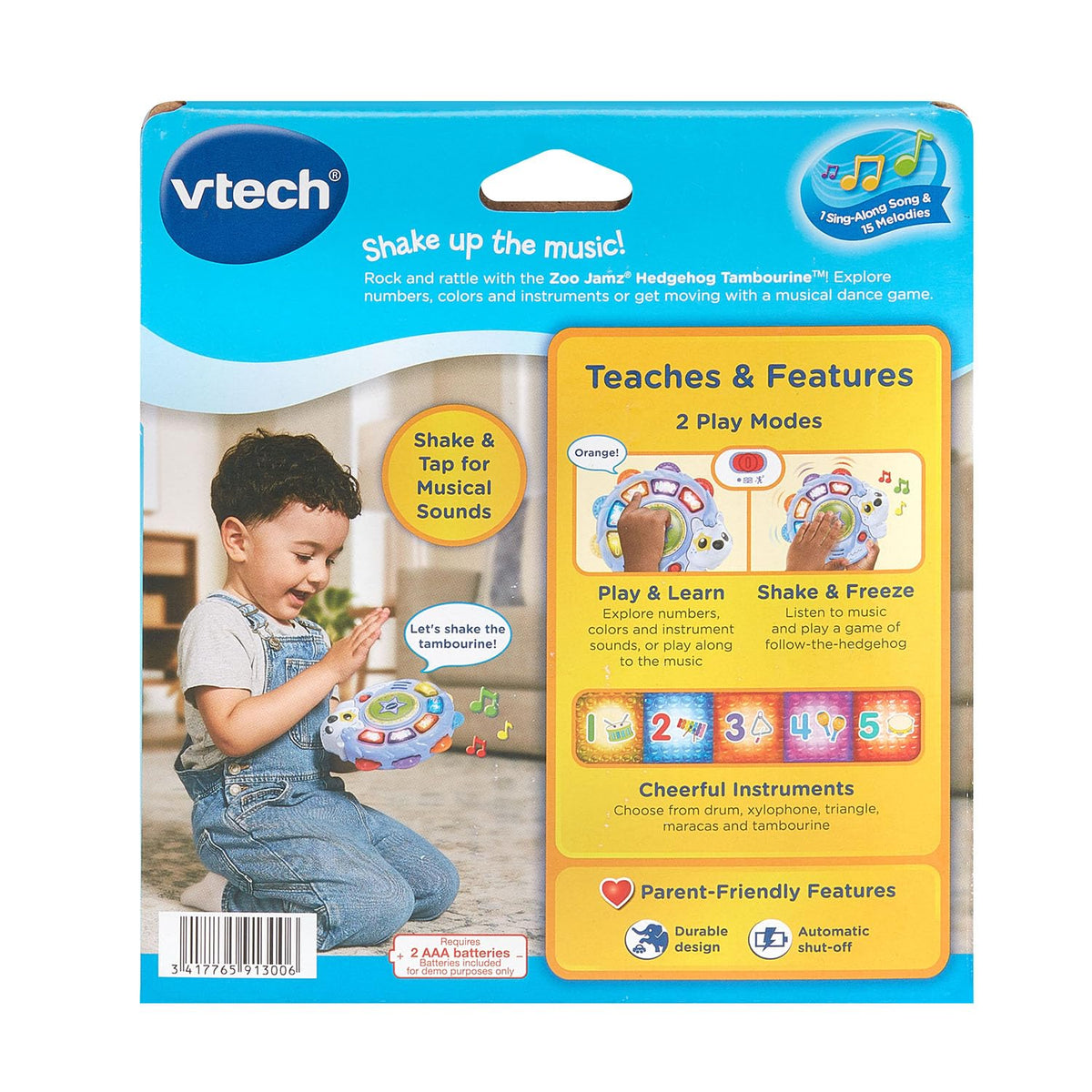 VTech Zoo Jamz Hedgehog Tambourine with Instruments and Games