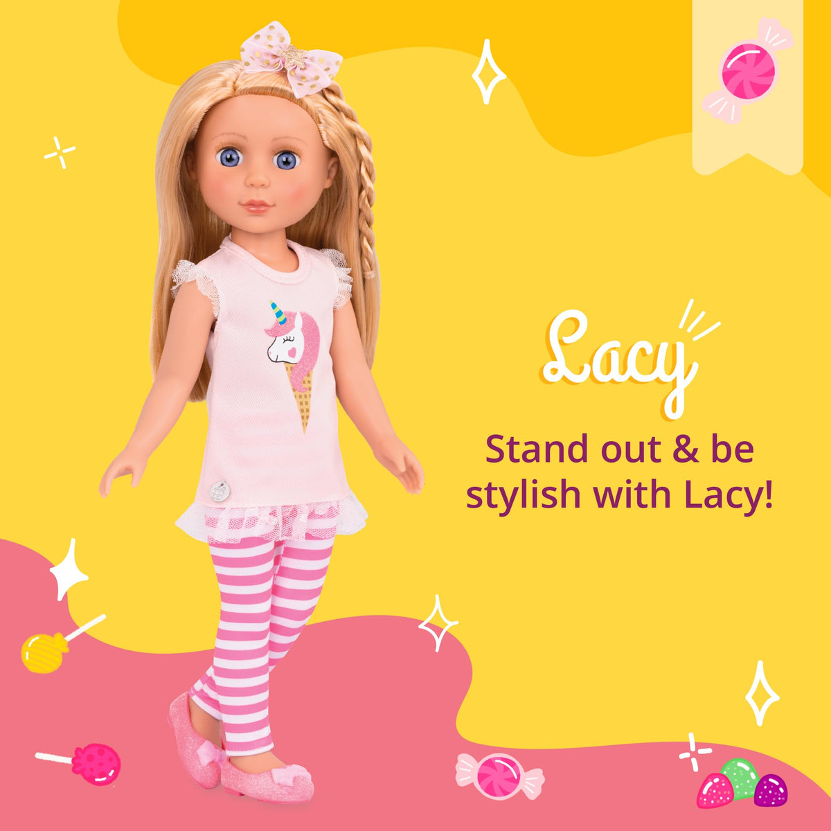 Glitter Girls 14-Inch Fashion Doll Lacy, Blonde Hair, Pink Outfit, Dolls