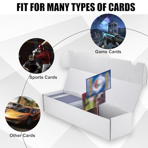 Trading Card Storage Box, 10-Pack 1100 Count White Corrugated Cardboard Box | Bulk Sports Storage Box for TCG/Magic/Mtg Basketball Card, Collectible Trading Cards