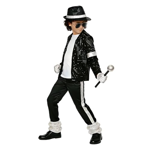 VIIOMUYE Boys Halloween Costume Set 8 Pcs 80s 90s Retro Dance Disco Cosplay | Retro dress up set with fun accessories for Halloween parties stage shows themed play ages 3 to 12 years