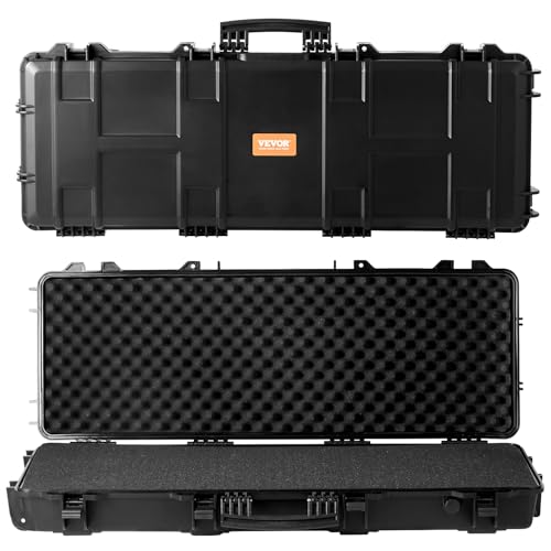 VEVOR Rifle Case, Rifle Hard Case with 4 Layers Fully-protective Foams, Lockable Hard Gun Case with Wheels, IP67 Waterproof & Crushproof, for Rifles or Shotguns