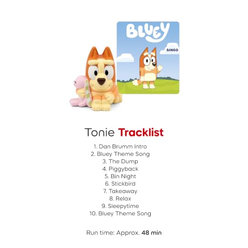 Tonies Bluey Audio Toy Figurine 3 Pack Set - Bluey, Bingo, Muffin | The Bluey Family Adventure Collection. 3 Favorite Characters. 136 Minutes of Bluey Stories.