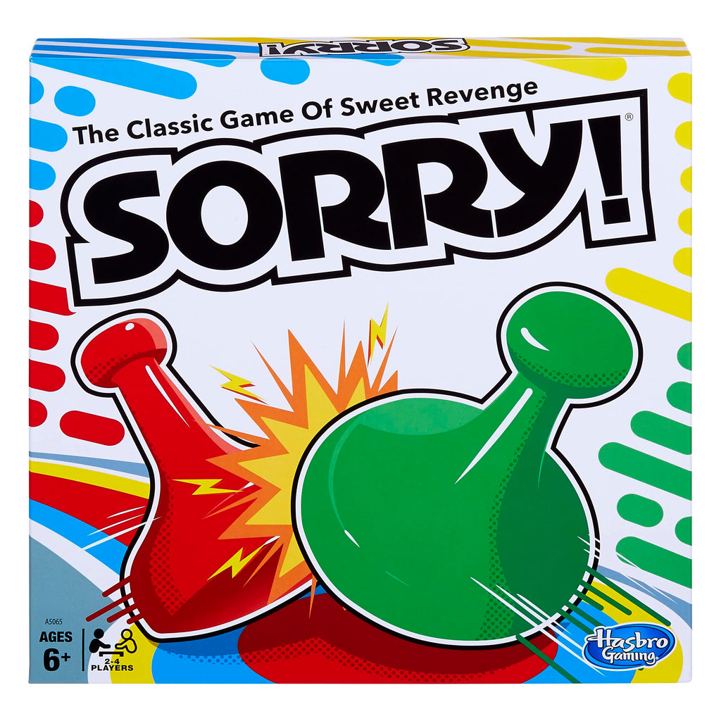 Sorry! Board Game for Kids Ages 6 and Up; Classic Hasbro Board Game; Each Player Gets 4 Pawns; Family Game