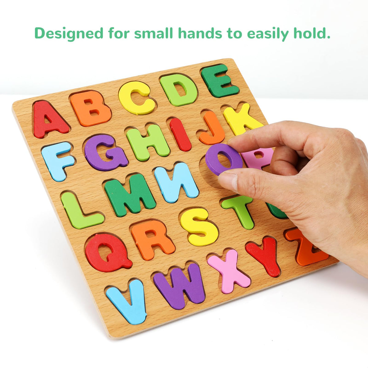 Wooden Puzzles for Kids Ages 3-5, 3 Pack ABC Number and Shape Learning Toys | 3 wooden puzzle board with ABC letters, numbers and colorful shapes for preschool learning, matching and fine motor skills