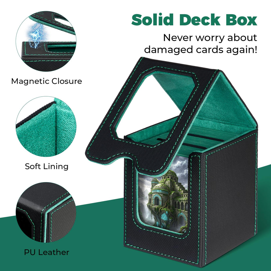 Fabmaker 6 pack Deck Box Compatible with MTG, Display Card Storage Box | Holds 100 Double-Sleeved Cards, Trading Card Deck Case Compatible with Magic the Gathering with PU Leather &Magnetic Closure