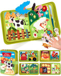 hahaland Busy Book for Toddlers 1-3 - Montessori Toys 1 Year Old Busy Board | 1 Year Old Boy Gifts Educational Quiet Activity Books 10 Pages, Toddler Christmas Stocking Stuffers One Year Old Travel Toys