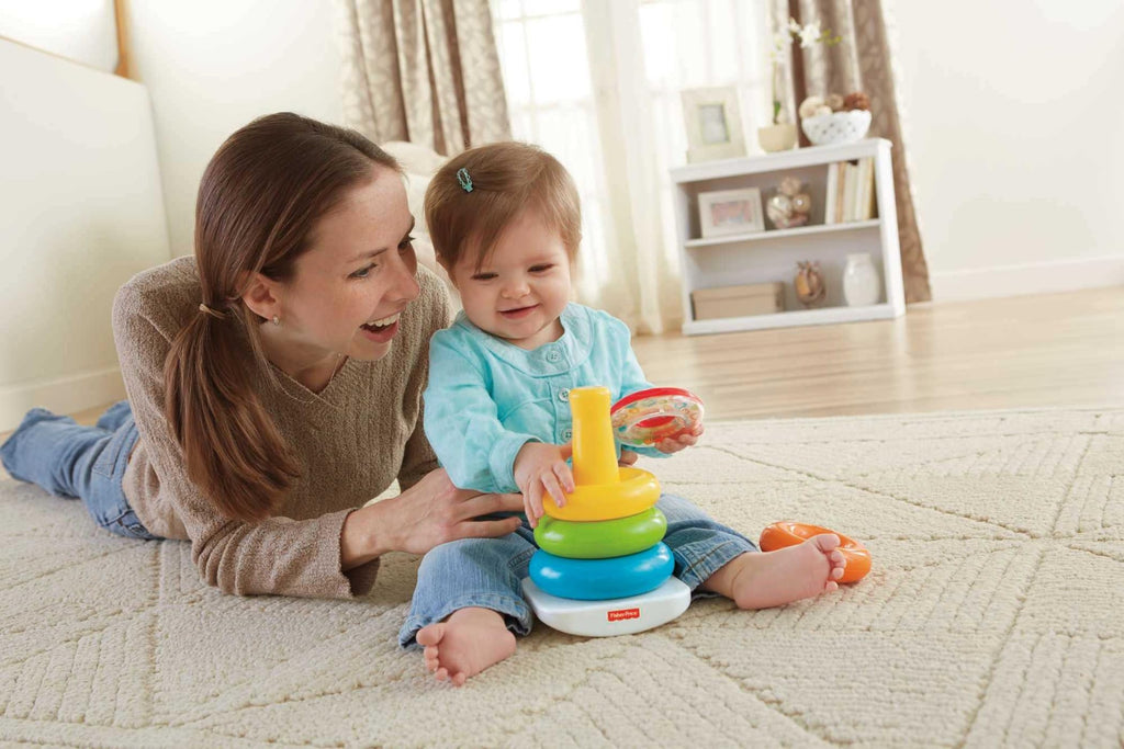 Fisher-Price Baby’s First Blocks & Rock-a-Stack Toy Set | Bucket of 10 Shapes, Ring Stacking Activity, For Infants & Toddlers Ages 6+ Months (Amazon Exclusive)