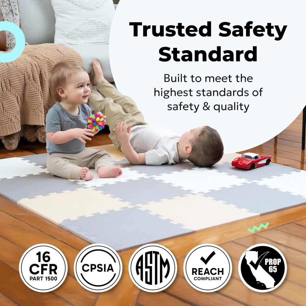 MioTetto Baby Play Mat, Soft Foam Floor Tiles for Kids. Adjustable Interlocking Foam Tiles, Fits with 50x50 Playpen Baby mat for Crawling & Development, Safe & Non-Toxic Playmat for Babies 6-12 Months