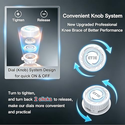 Kuangmi Knob Knee Brace for Pain Relief, Knee Support with Patella Gel Pad & Side Stabilizers, Compression Knee Sleeve for Workout, Arthritis, Joint Pain, Meniscus Tear (White,Right,Large,Single)