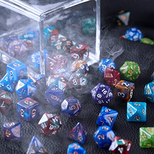 CiaraQ 182pcs Polyhedral Dice Set for Dungeon and Dragons MTG Table Games | 26 Role-Playing Dice Sets for D&D with Storage Bag. 7 dice each (D4-D20), Classic Numbers, Ages 14+