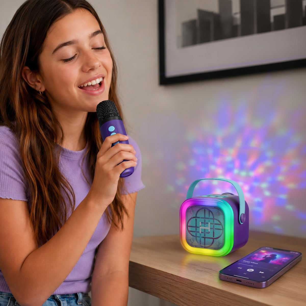 Kpop Demon Hunters Bluetooth Karaoke Machine for Kids (One Microphone)