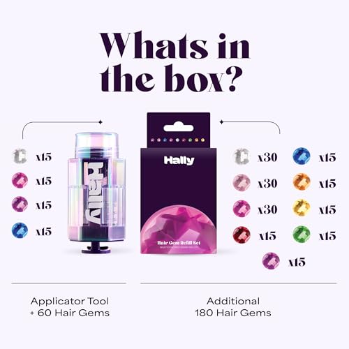 Hally Hair Gem Pen Kit with 240 Stick-On Hair Gems and Stamper Tool | Easy to apply and hair-safe adhesive; a colorful accessories kit for girls and kids that adds instant sparkle.