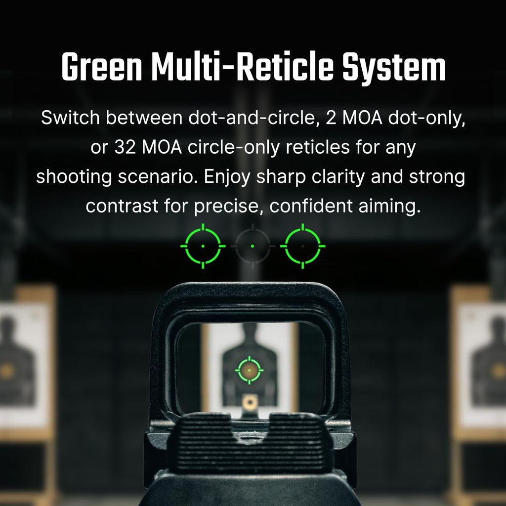 OSIGHT SE Enclosed Red/Green Dot, 2 & 32 MOA Multi-Reticle or 6 MOA Dot | RMSc Footprint, Side-Load Battery, Motion Sensor, Aspherical Lens, Compact Enclosed Design for Concealed Carry
