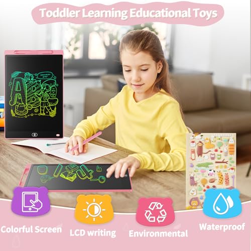 [2 Pack] Genialba LCD Writing Tablet 8.5-Inch Colorful Doodle Board, Toddler Learning Educational Toys Gifts for 3-8 Years Old Girls and Boys, Electronic Drawing Pad for Kids (Pink&Blue)
