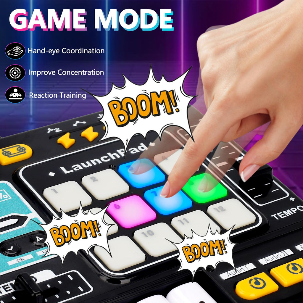 Tsomtto Kids DJ Mixer Table Musical Toy with Lights & Bluetooth | Electronic Music Toy with Microphone Piano, DJ Mixer Controller Toys Birthday Christmas Gifts for 3 4 5 6 Year Old Boys Girls