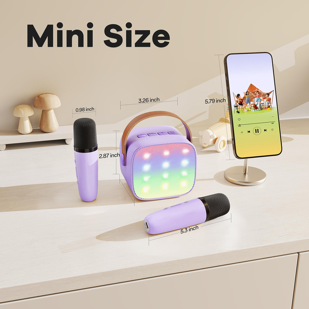 YLL Karaoke Machine for Kids, Birthday Gifts for Girls 3 4 5 6 7+Years Old | 2 Wireless Microphones, 5 Magic Voices, Mini Portable Bluetooth Speaker, Family Home Party Present Toys for Ages 4-12