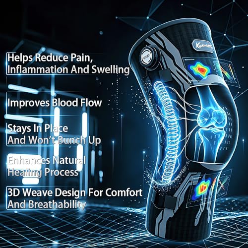 Kuangmi Knob Knee Brace for Pain Relief, Knee Support with Patella Gel Pad & Side Stabilizers, Compression Knee Sleeve for Workout, Arthritis, Joint Pain, Meniscus Tear (White,Right,Large,Single)