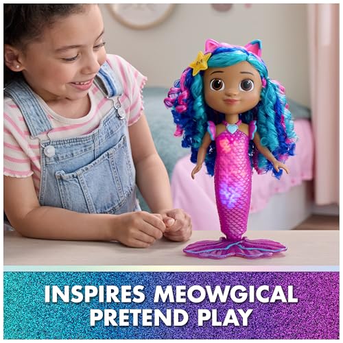 Gabby's Dollhouse The Movie, Sing & Shine Mermaid Gabby Doll Toy | 13-Inch Doll, Lights & Sounds, Waterproof Design, Interactive Roleplay, Kids Toys for Girls & Boys Ages 3 and Up