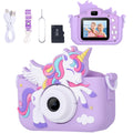 Unicorn Toys Camera for Kids Girls Age 3-8, Purple | Toddler Kids Digital Camera, Christmas Birthday Gifts for 3-8 Years Old Girl, 1080P HD Selfie Video Camera with 32GB SD Card