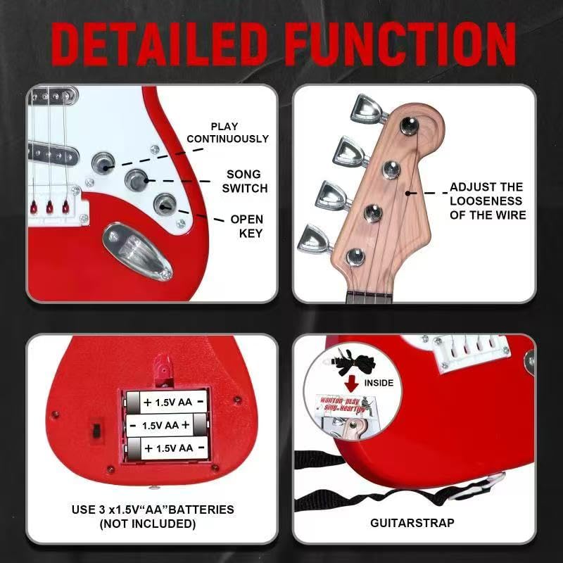 16inch Mini Guitar Toy for Kids and Beginners, Electric Guitar with Strap for Toddlers and Boys and Girls Instrument Toys