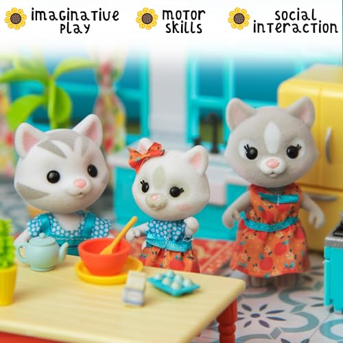 Honey Bee Acres The Purringtons Cat Family - 4 Mini Doll Figures - Ages 3+