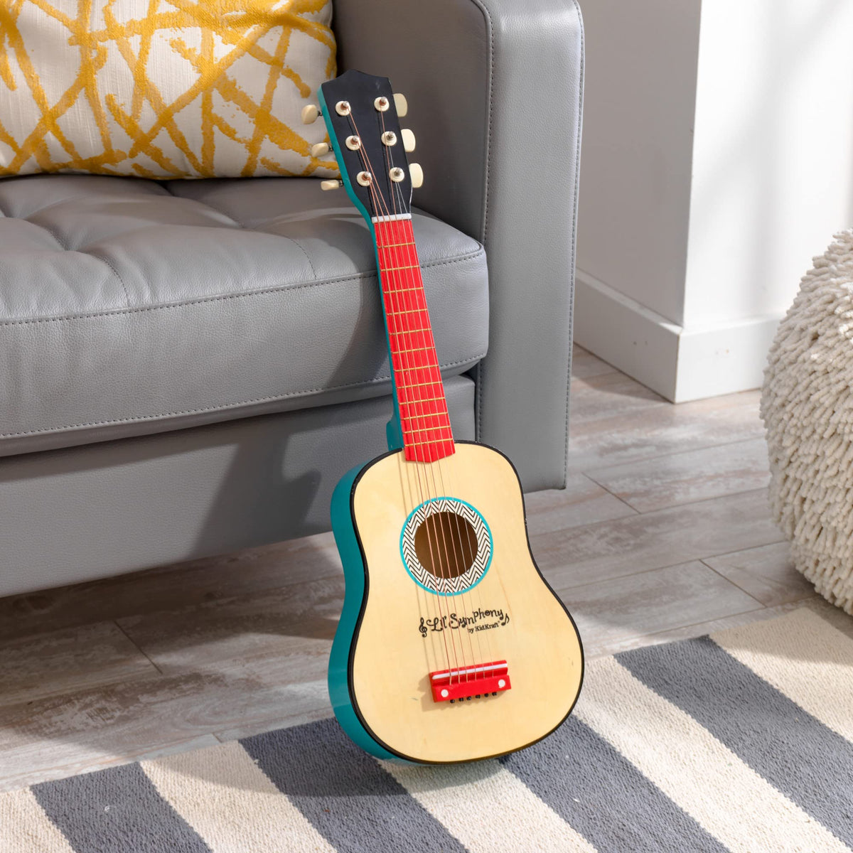 KidKraft Lil' Symphony Wooden Play Guitar, Kids Musical Instrument Toy, Gift for Ages 3+
