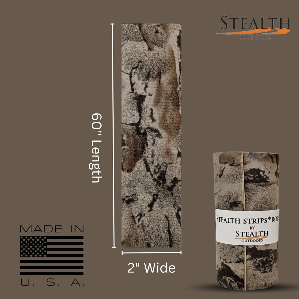 Stealth Strips Natural Gear Camo Silencing Tape | Self Adhesive Silencing Fabric | Great for Quieting All of Your Metal Hunting Gear and Accessories |(2” X 60” Roll)