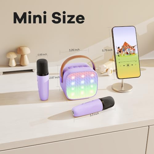 YLL Karaoke Machine for Kids, Birthday Gifts for Girls 3 4 5 6 7+Years Old | 2 Wireless Microphones, 5 Magic Voices, Mini Portable Bluetooth Speaker, Family Home Party Present Toys for Ages 4-12