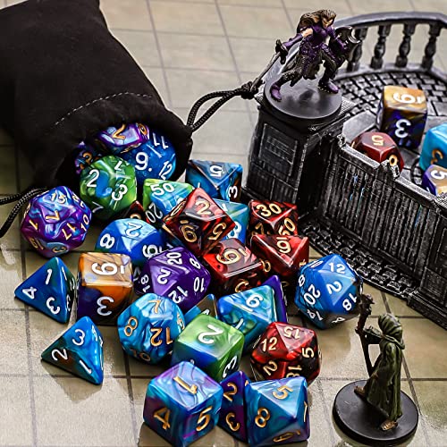 CiaraQ Polyhedral Dice Set - DND Role Playing Dice | Acrylic RPG Dice for Dungeons and Dragons MTG Table Games, Multi-color, 35pcs