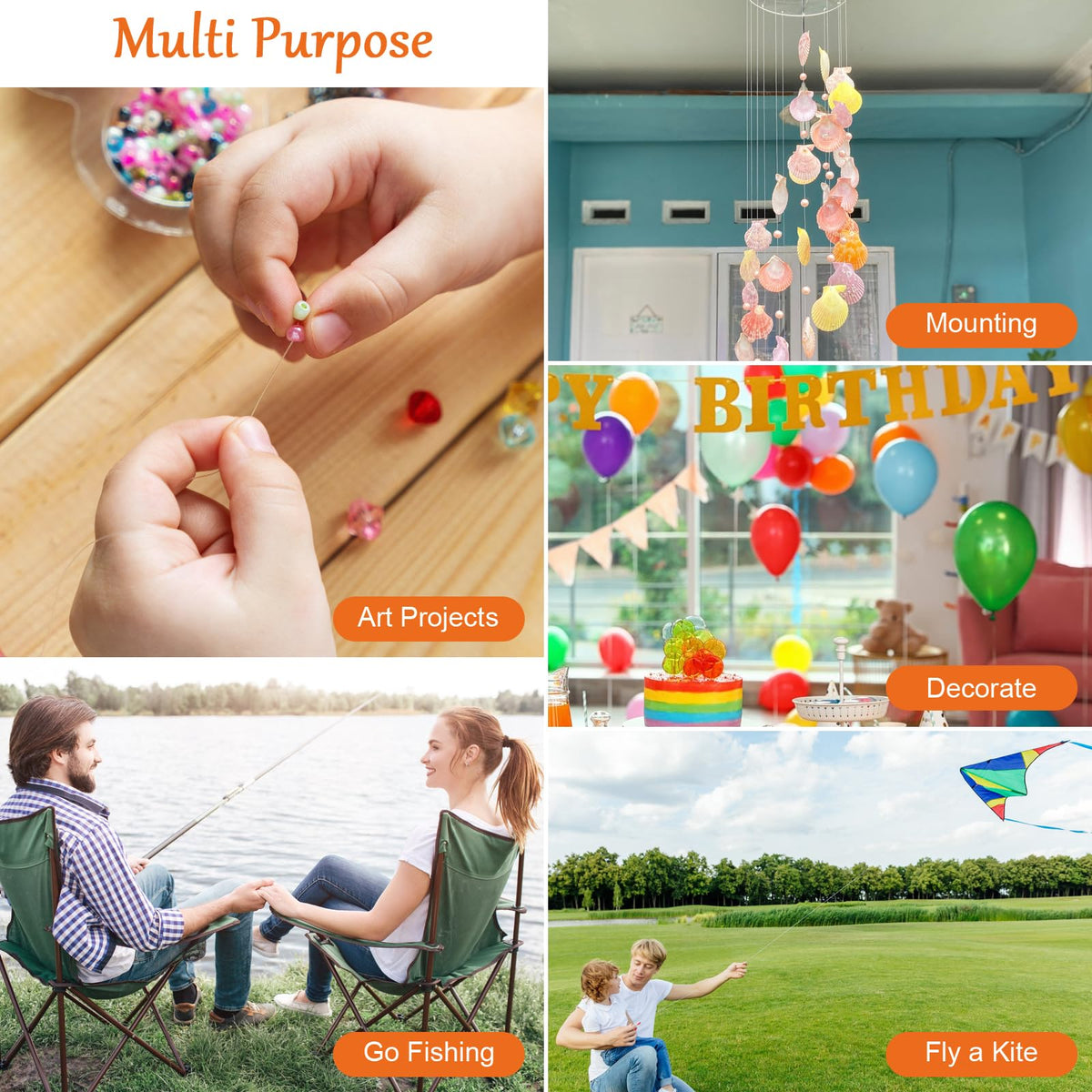 Fishing Line Wire, Clear Monofilament Fishing Line Wire, Nylon Clear Invisible String for Fishing and Hanging Balloons Garland Crafts Decorations WUINOID