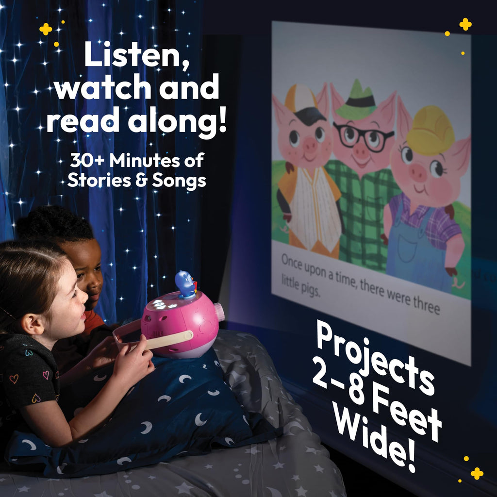 LUNA STORYTIME Kids Pink Book Projector - 5 Read Aloud Fairytale Stories, 5 Songs, Ages 3+