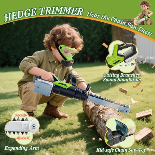Kids Toy Tool Set, 3-IN-1 Power Garden Lawn Tools with Sounds & Lights, Volume, Toy Weed Wacker, Leaf Blower&Hedge Trimmer, Outdoor Play Toy Tools, Christmas Birthday Gifts for Boy Toys 3 4 5 6 7 8+