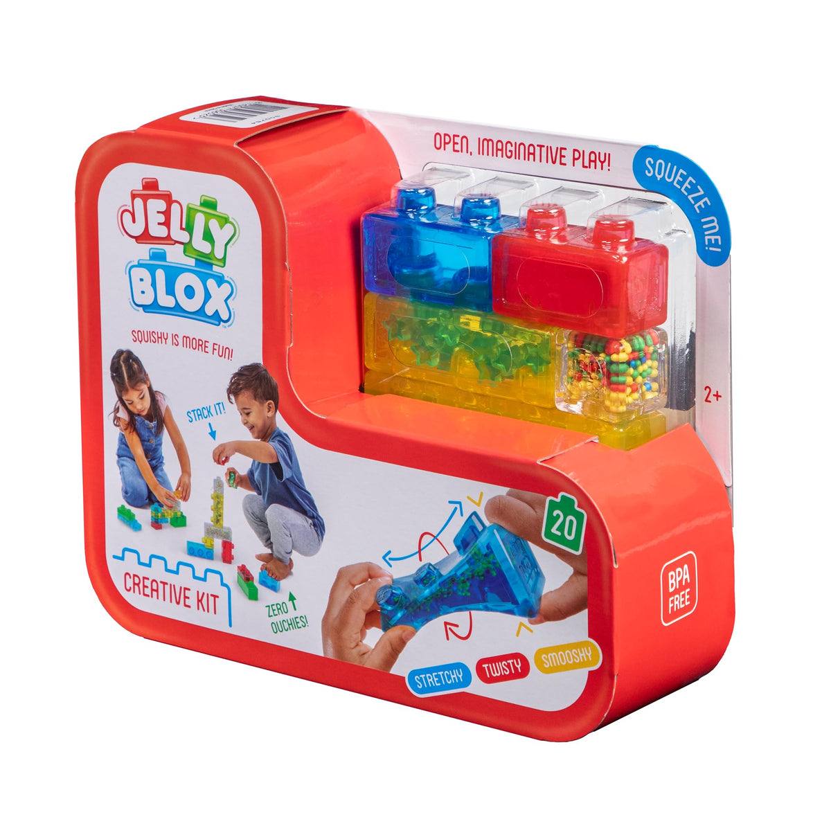 Jelly Blox Creative Kit | Includes 20 Blocks | Toddler & Preschool | Building Blocks Kids Can Squeeze, Stretch, Squish | MESH ACCREDITED | Safety Tested & Ouch-Free | Sensory Play Toy Ages 2+