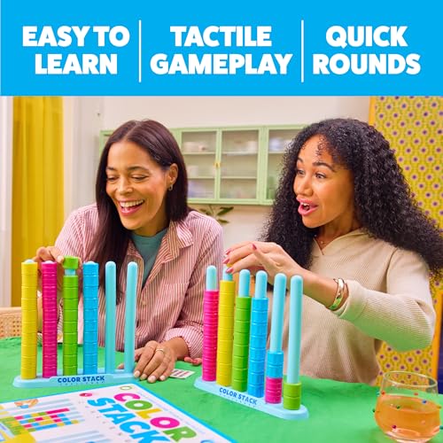 Color Stack Challenge, Color Matching Game by Relatable | Fast Paced Fall Festival Games for Family Game Night, Includes 2 Racks, 50 Cards, 80 Rings