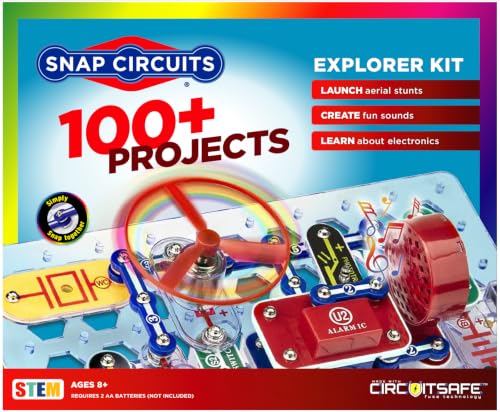 SNAP CIRCUITS Jr. SC-100 STEM Electronics Kit, 100+ Projects, Ages 8+ | Build 100+ STEM projects with 28 snap-together parts and a full-color project manual