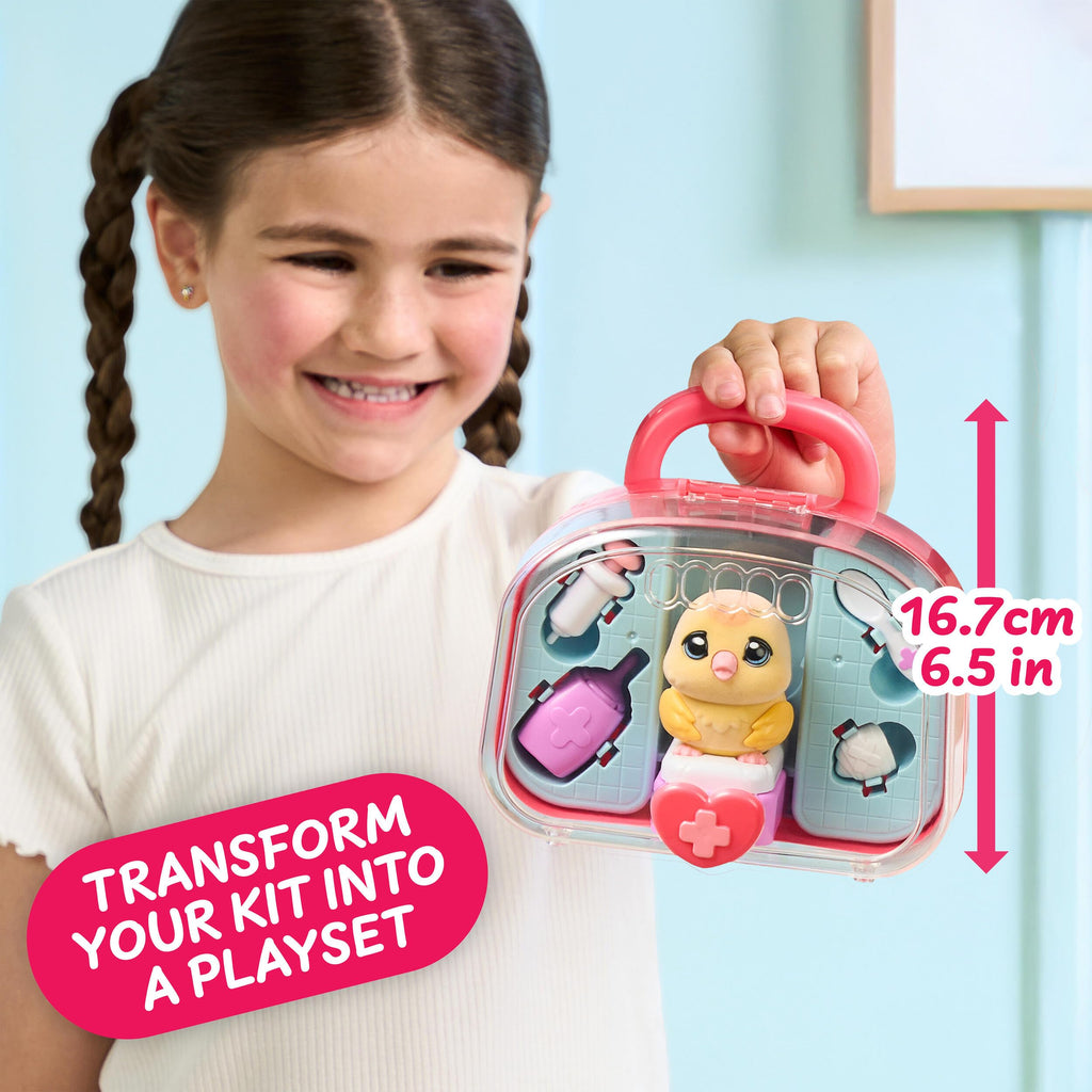 Little Live Pets Ouchies Vet Kit, Chirpy the Chick, Baby Chick Toys | Portable vet case with sticker bandages, glowing cheeks, and 20+ sounds, lights, and reactions, chicken toys