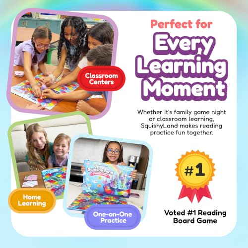 The Fidget Game SquishyLand in Rainbow Reef Board Game, Pre-K to 2nd Grade | Educational & Phonics Kindergarten Learning Activities, Mochi Squishy Toys Set, 2-6 Players